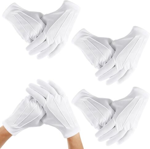 4 Pairs White Polyester Gloves, Formal Costume Gloves Polyester Glove for men women(22Cm/8.66 Inch) in Kuwait