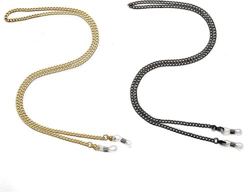 Stainless Steel Eyeglasses Chain Set, Unisex Metal Eyewear Chain, 2 Pcs Sunglasses and Reading Glasses Retainer in Saudi Arabia
