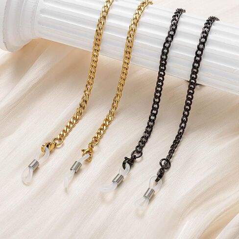 Stainless Steel Eyeglasses Chain Set, Unisex Metal Eyewear Chain, 2 Pcs Sunglasses and Reading Glasses Retainer in Saudi Arabia