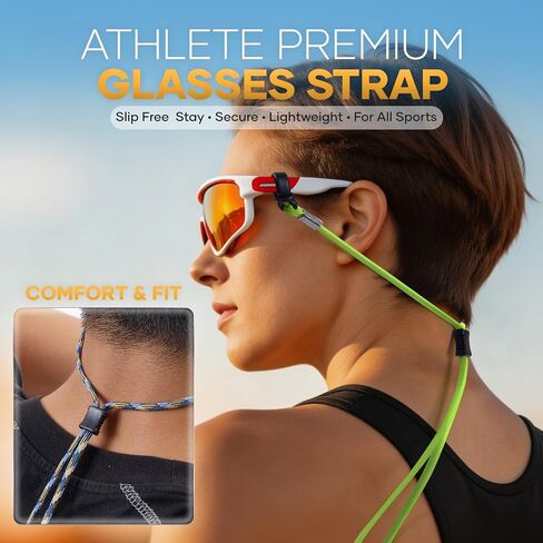 11 Pcs Sports Glasses Strap with Anti-slip Silicone Ear Clip and Cleaning Cloth, Adjustable Sunglass Lanyard Holder for Men Women, Multi Color Reading Eyewear Retainer in Saudi Arabia