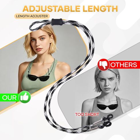 11 Pcs Sports Glasses Strap with Anti-slip Silicone Ear Clip and Cleaning Cloth, Adjustable Sunglass Lanyard Holder for Men Women, Multi Color Reading Eyewear Retainer in Saudi Arabia
