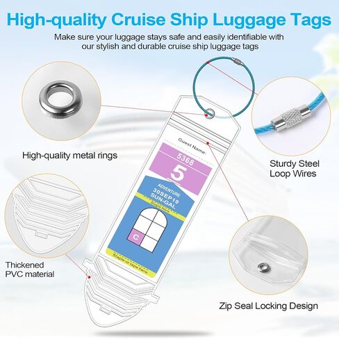 6Pack Waterproof Clear Cruise Luggage Tag Holders for Royal Caribbean Ships & Celebrity Cruises, Cruise Travel Essentials by Maloun in Saudi Arabia