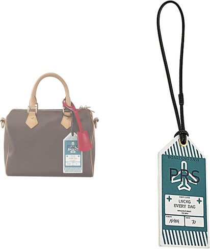 Genuine Leather Bag Charm Decorative Hang Tag & Boarding Pass Keychain for Speedy 25 30 35,Luggage Tag, Suitcase Tags(TAG+Pass-RED) in Saudi Arabia
