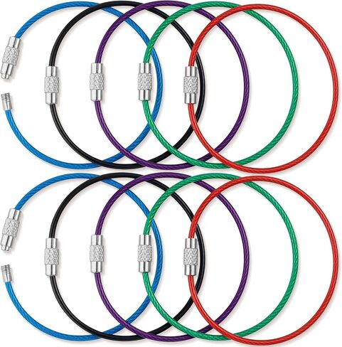 BlueCosto - Wire Keychain Cable - 5 PK, 6.7" / 17cm - 2mm Thick Stainless Steel Keyring Wire Loops - Secure Screw Lock for Hanging Luggage Tags & Organizing Keys in Saudi Arabia