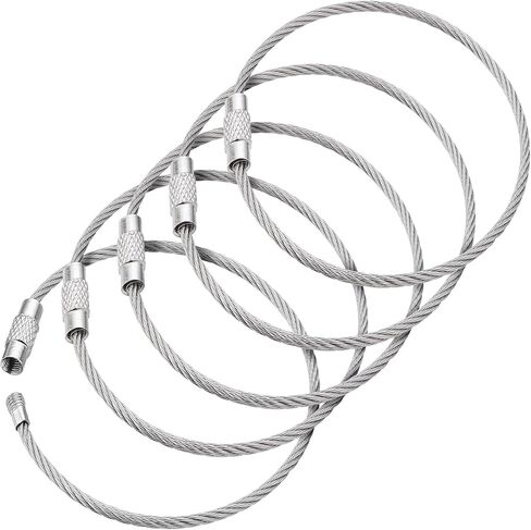 BlueCosto - Wire Keychain Cable - 5 PK, 6.7" / 17cm - 2mm Thick Stainless Steel Keyring Wire Loops - Secure Screw Lock for Hanging Luggage Tags & Organizing Keys in Saudi Arabia