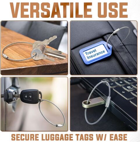 BlueCosto - Wire Keychain Cable - 5 PK, 6.7" / 17cm - 2mm Thick Stainless Steel Keyring Wire Loops - Secure Screw Lock for Hanging Luggage Tags & Organizing Keys in Saudi Arabia