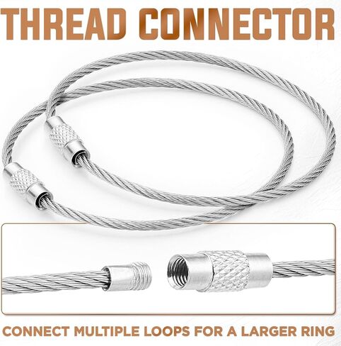 BlueCosto - Wire Keychain Cable - 5 PK, 6.7" / 17cm - 2mm Thick Stainless Steel Keyring Wire Loops - Secure Screw Lock for Hanging Luggage Tags & Organizing Keys in Saudi Arabia