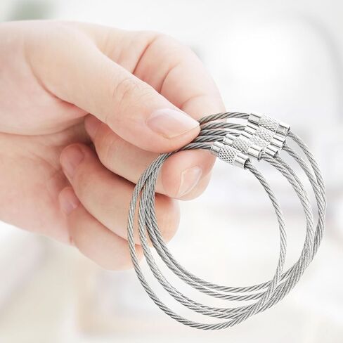 BlueCosto - Wire Keychain Cable - 5 PK, 6.7" / 17cm - 2mm Thick Stainless Steel Keyring Wire Loops - Secure Screw Lock for Hanging Luggage Tags & Organizing Keys in Saudi Arabia