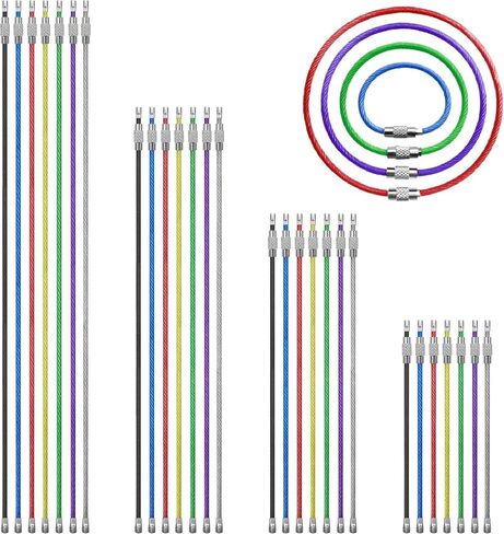 BlueCosto - Wire Keychain Cable - 5 PK, 6.7" / 17cm - 2mm Thick Stainless Steel Keyring Wire Loops - Secure Screw Lock for Hanging Luggage Tags & Organizing Keys in Saudi Arabia