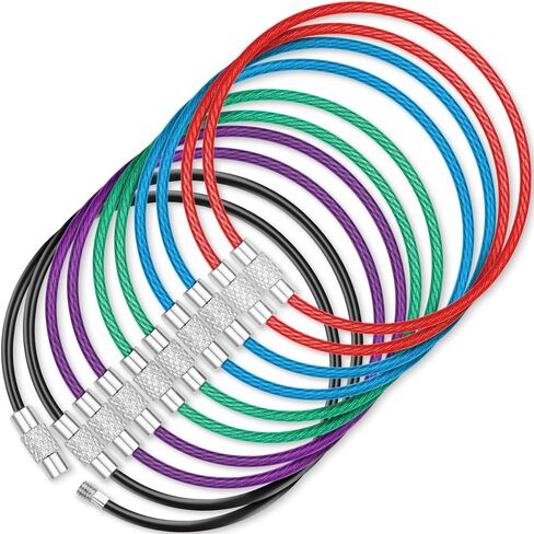 BlueCosto - Wire Keychain Cable - 5 PK, 6.7" / 17cm - 2mm Thick Stainless Steel Keyring Wire Loops - Secure Screw Lock for Hanging Luggage Tags & Organizing Keys in Saudi Arabia