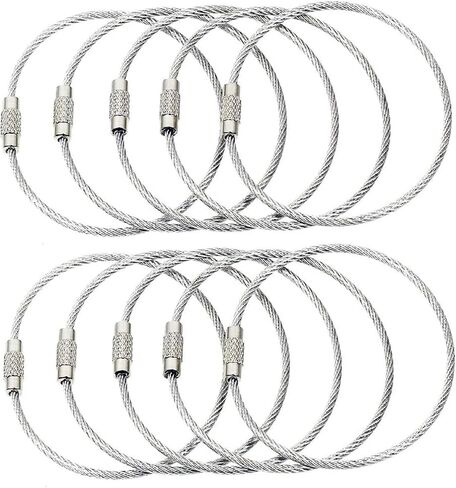 BlueCosto - Wire Keychain Cable - 5 PK, 6.7" / 17cm - 2mm Thick Stainless Steel Keyring Wire Loops - Secure Screw Lock for Hanging Luggage Tags & Organizing Keys in Saudi Arabia