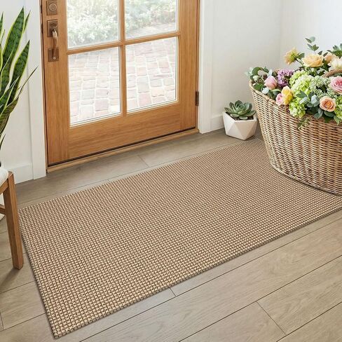 KOZYFLY Boho 2x4 Entry Runner Rug, Small Washable Runners for Entryway, Non Slip Door Mat Indoor Entrance, Front Porch Carpet for Foyer, Kitchen, Bedroom, Bathroom, Orange Beige/Tan/Brown in Kuwait