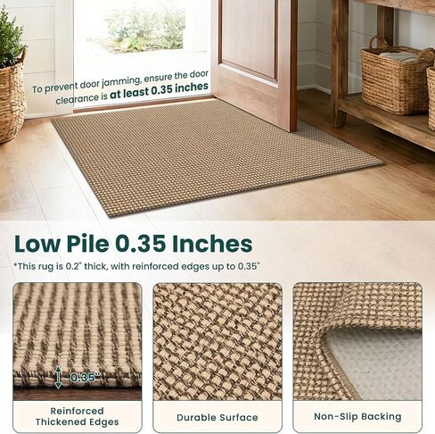 KOZYFLY Boho 2x4 Entry Runner Rug, Small Washable Runners for Entryway, Non Slip Door Mat Indoor Entrance, Front Porch Carpet for Foyer, Kitchen, Bedroom, Bathroom, Orange Beige/Tan/Brown in Kuwait
