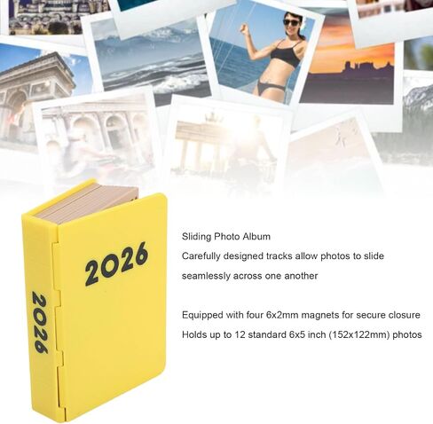 ZJchao 3D Printed Sliding Photo Album Magnetic Closure Holds 12 6x5 Photos with Smooth Gliding Tracks for Yearly Memories Pet Couples Family Gifts in Kuwait