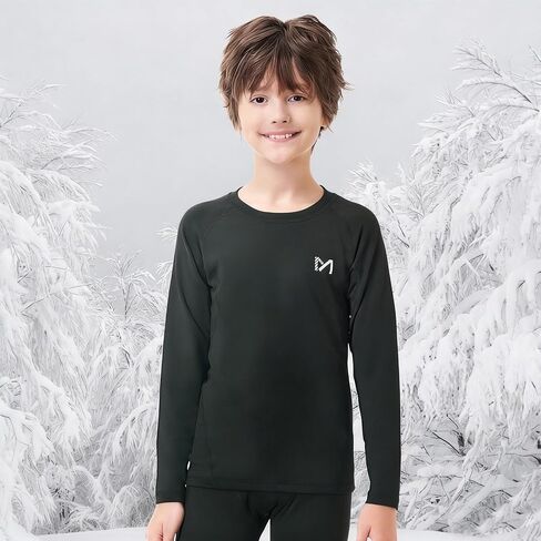 Youth Boys Compression Thermal Shirt Long Sleeve Fleece Base Layer Undershirt for Football Baseball Soccer Basketball in Kuwait