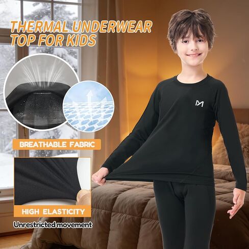 Youth Boys Compression Thermal Shirt Long Sleeve Fleece Base Layer Undershirt for Football Baseball Soccer Basketball in Kuwait