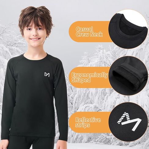 Youth Boys Compression Thermal Shirt Long Sleeve Fleece Base Layer Undershirt for Football Baseball Soccer Basketball in Kuwait