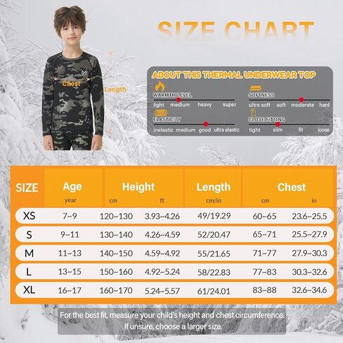 Boys Compression Thermal Shirt - Youth Long Sleeve Fleece Base Layer Undershirts Football Baseball Black Camo in Kuwait