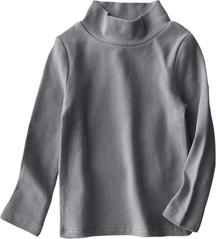 Kids Long Sleeve Mock Turtleneck Shirt Cotton Thermal Blouse Crewneck Sweater Top Boys Girls Basic Tee in Kuwait