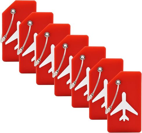 7 Pack Silicone Luggage Tag for Suitcases with Stainless Loop, TSA Approved, Privacy Protection Travel Essentials Bag Tags(Orange) in Saudi Arabia