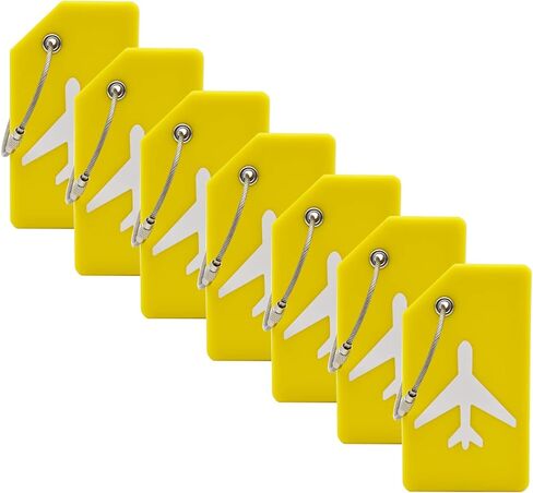 7 Pack Silicone Luggage Tag for Suitcases with Stainless Loop, TSA Approved, Privacy Protection Travel Essentials Bag Tags(Orange) in Saudi Arabia