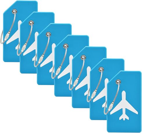 7 Pack Silicone Luggage Tag for Suitcases with Stainless Loop, TSA Approved, Privacy Protection Travel Essentials Bag Tags(Orange) in Saudi Arabia