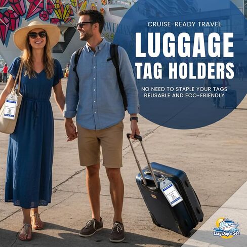 Norwegian Cruise Line Luggage Tag Holders (4 Pack) - fits NCL Print at Home Tags 2026-2027 sailings. Clear Waterproof PVC with Steel Loop Fasteners. Cruise Essentials in Saudi Arabia