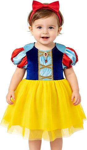 Toddler Girls Princess Costume Baby Kids Birthday Halloween Party Dress Up with Headband in Saudi Arabia