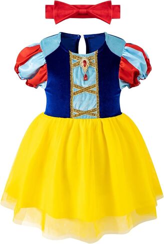 Toddler Girls Princess Costume Baby Kids Birthday Halloween Party Dress Up with Headband in Saudi Arabia
