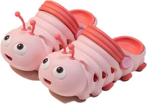 Toddler Kids Cute Caterpillar Clogs Garden Shoes Boys Girls Non-Slip Soft EVA Slip On Slides Slippers Indoor Outdoor Children Water Shoes Shower Beach Pool Sandals in Saudi Arabia