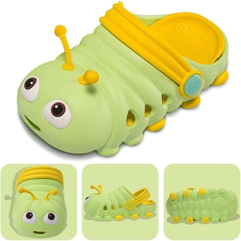 Toddler Kids Cute Caterpillar Clogs Garden Shoes Boys Girls Non-Slip Soft EVA Slip On Slides Slippers Indoor Outdoor Children Water Shoes Shower Beach Pool Sandals in Kuwait