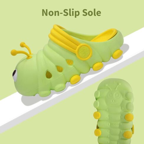 Toddler Kids Cute Caterpillar Clogs Garden Shoes Boys Girls Non-Slip Soft EVA Slip On Slides Slippers Indoor Outdoor Children Water Shoes Shower Beach Pool Sandals in Kuwait
