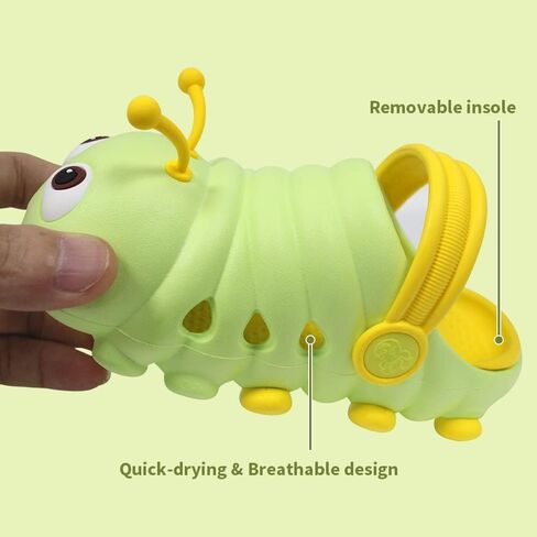 Toddler Kids Cute Caterpillar Clogs Garden Shoes Boys Girls Non-Slip Soft EVA Slip On Slides Slippers Indoor Outdoor Children Water Shoes Shower Beach Pool Sandals in Kuwait