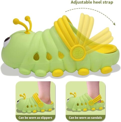 Toddler Kids Cute Caterpillar Clogs Garden Shoes Boys Girls Non-Slip Soft EVA Slip On Slides Slippers Indoor Outdoor Children Water Shoes Shower Beach Pool Sandals in Kuwait