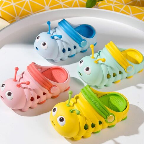 Toddler Kids Cute Caterpillar Clogs Garden Shoes Boys Girls Non-Slip Soft EVA Slip On Slides Slippers Indoor Outdoor Children Water Shoes Shower Beach Pool Sandals in Kuwait