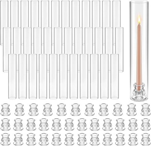 VEVOR Hurricane Candle Holders Set of 36, Φ2.56 x 13.78 in Tall Clear Glass Cylinder Candleholder Sleeve, High Borosilicate Glass, Wind Protection for Wedding, Table Centerpiece, Party, Home Decor in Kuwait