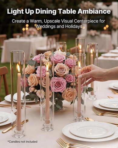 VEVOR Hurricane Candle Holders Set of 36, Φ2.56 x 13.78 in Tall Clear Glass Cylinder Candleholder Sleeve, High Borosilicate Glass, Wind Protection for Wedding, Table Centerpiece, Party, Home Decor in Kuwait