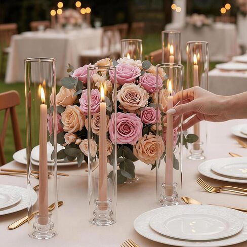 VEVOR Hurricane Candle Holders Set of 36, Φ2.56 x 13.78 in Tall Clear Glass Cylinder Candleholder Sleeve, High Borosilicate Glass, Wind Protection for Wedding, Table Centerpiece, Party, Home Decor in Kuwait