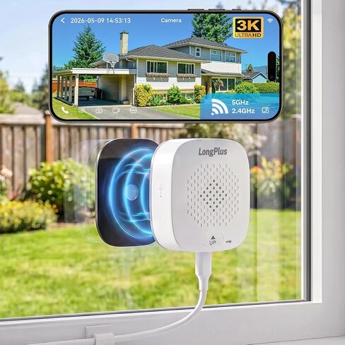 LongPlus 8MP 4K Window Security Camera, WIFI6 Indoor Window Camera | Dual-Band WiFi 6, Full-Color Night Vision, Anti-Glare Optics, 24/7 Recording, AI Detection, No Drilling Required, SD/Cloud in Saudi Arabia