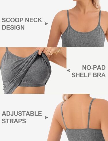 5 Pack Camisole with Shelf Bra Cotton Spaghetti Strap Tank Top in Saudi Arabia