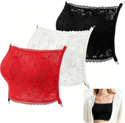 3Pcs Lace Cleavage Cover Modesty Panel Wearable Mock Camisole Bra Insert Overlay Modesty Panel Vest in Saudi Arabia