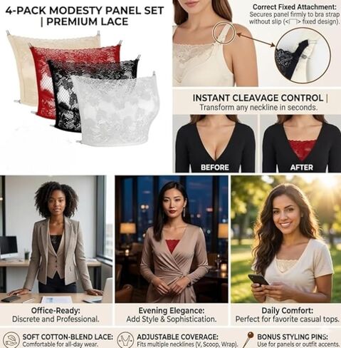 3Pcs Lace Cleavage Cover Modesty Panel Wearable Mock Camisole Bra Insert Overlay Modesty Panel Vest in Saudi Arabia