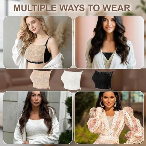 3Pcs Lace Cleavage Cover Modesty Panel Wearable Mock Camisole Bra Insert Overlay Modesty Panel Vest in Saudi Arabia