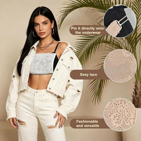 3Pcs Lace Cleavage Cover Modesty Panel Wearable Mock Camisole Bra Insert Overlay Modesty Panel Vest in Saudi Arabia