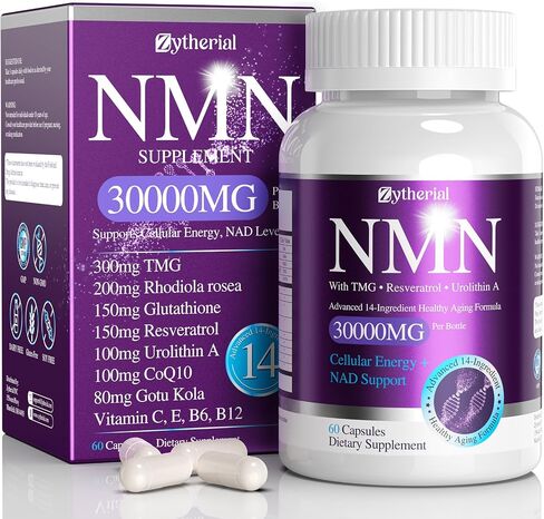 مكمل NMN 1000 مجم لكل وجبة، 14 في 1 مع TMG، أوروليثين A، ريسفيراترول، الجلوتاثيون، CoQ10 للرجال والنساء، بديل NMNH ومكمل NAD+، يدعم الطاقة ومستوى NAD+، 60 قطعة in Kuwait