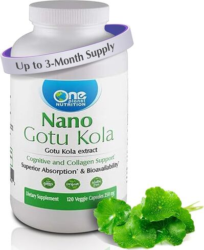 One Planet Nutrition Nano Gotu Kola 250 mg Veggie Capsules (120 Servings) - Nano-Particle Size Gotu Kola Extract - Enhances Brain Function & Collagen Synthesis - Non-GMO, Vegan, Gluten-Free in Saudi Arabia