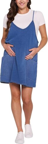 Motherhood Maternity Women's Sleeveless V-Neck Pregnancy Dress Romper Jumpsuit with Built-in Shorts in Kuwait