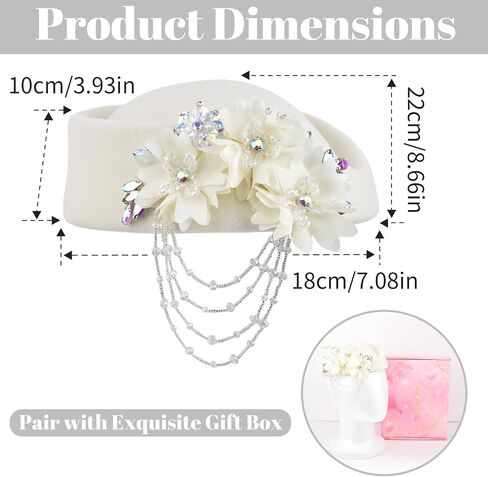 ASO OKE Beret Hats for Women British Felt hat Women's Church Derby with Tassel decorationhat Suitable for Wedding Parties in Saudi Arabia