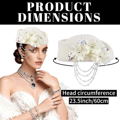 ASO OKE Beret Hats for Women British Felt hat Women's Church Derby with Tassel decorationhat Suitable for Wedding Parties in Saudi Arabia