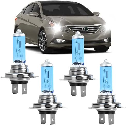 SHENKENUO Fit For Sonata (2011-2014) H7+H7 High/Low Beam Ultra - High Performance Halogen Headlight Bulbs Combo,Plug-n-Play,Pack of 4 in Saudi Arabia